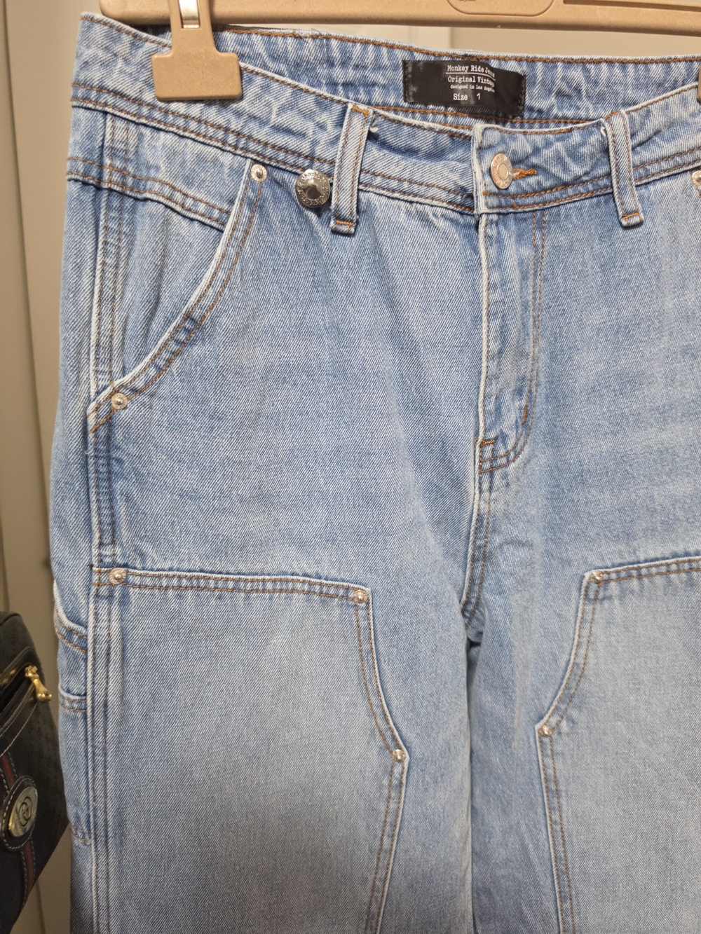 Monkey RIDE Jeans Original VINTAGE Light Wash Carpenter Jeans Size 1 - Picture 3 of 6